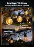 Brightown 108FT 52 LED Solar String Lights Outdoor with Remote & USB Port, Shatterproof Bulbs, Dimmable & Timable, 3 Light Modes, Patio Lights Solar Powered for Camping Backyard Garden Decor