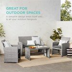 Gray 4-Piece Outdoor Wicker Patio Furniture Set