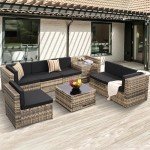 8-Piece Outdoor Wicker Patio Sectional Set