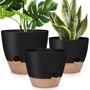 Self-Watering Plant Pots 3-Pack - Black