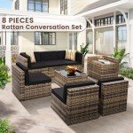 8-Piece Outdoor Wicker Patio Sectional Set