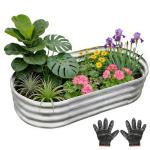 Gardeal Garden Galvanized Raised Garden Bed Kit - Metal Planter Boxes for Vegetables/Herbs/Flowers, Heavy-Duty Steel Outdoor Garden Box with Reinforced Edges
