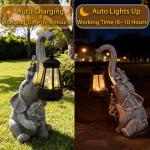 Hulonrua Solar Garden Outdoor Statues Lights Elephant Garden Sculptures Birthday Housewarming Gifts for Women Mom Grandma for Patio Yard Lawn Backyard Decorations