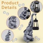 Hulonrua Solar Garden Outdoor Statues Lights Elephant Garden Sculptures Birthday Housewarming Gifts for Women Mom Grandma for Patio Yard Lawn Backyard Decorations