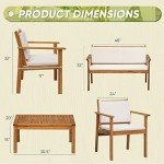 Flamaker 4-Piece Acacia Wood Patio Conversation Set