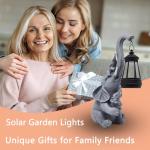 Hulonrua Solar Garden Outdoor Statues Lights Elephant Garden Sculptures Birthday Housewarming Gifts for Women Mom Grandma for Patio Yard Lawn Backyard Decorations