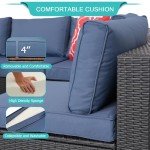 Navy Blue Outdoor Wicker Sectional Patio Set