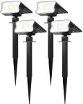 HGGH Solar Lights Outdoor Waterproof IP67, 60 LED 3 Lighting Modes Solar Spot Lights Outdoor for Yard Garden Pathway Landscape, Auto On/Off, Function 2 in 1(Cool White, 4 Pack)