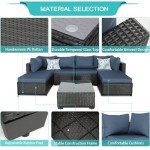 Navy Blue Outdoor Wicker Sectional Patio Set