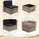 8-Piece Outdoor Wicker Patio Sectional Set