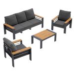 Aoxun Aluminum Outdoor Patio Furniture Set, 5 Seats Outdoor Sectional with Coffee Table, Patio Conversation Sets with Upgraded Armrests and Cushions for Backyard, Garden and Poolside