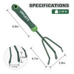 Owlett Garden Hand Rake, 3 Prong Hand Cultivator Garden Tool with Ergonomic Rubber Handle, Manual Small Hand Rake Soil Tiller for Digging, Aerating Soil, Weeding, Cultivating with Hanging Hole