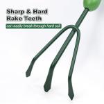 Owlett Garden Hand Rake, 3 Prong Hand Cultivator Garden Tool with Ergonomic Rubber Handle, Manual Small Hand Rake Soil Tiller for Digging, Aerating Soil, Weeding, Cultivating with Hanging Hole