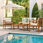Flamaker 4-Piece Acacia Wood Patio Conversation Set