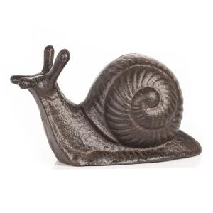 Sungmor Cast Iron Snail Statue,3.7" Vintage Black Brown Garden Figurine,Rustic Indoor Outdoor Desk Ornament for Patio,Bookshelf Decor