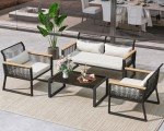 4-Piece Wicker Outdoor Bistro Furniture Set