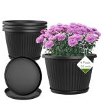 Fodetyff 14-inch-Plastic-Plant-Pots-with-Saucer, Flower Pots Containers for Indoor Outdoor Plants, Large Resin Planter with Drainage Holes and Saucers for Snake Plant Monstera