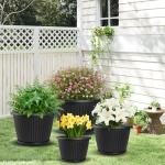 Fodetyff 14-inch-Plastic-Plant-Pots-with-Saucer, Flower Pots Containers for Indoor Outdoor Plants, Large Resin Planter with Drainage Holes and Saucers for Snake Plant Monstera