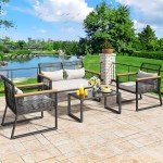 4-Piece Wicker Outdoor Bistro Furniture Set