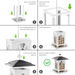 Birdream 2 Pack Bird Feeders for Outdoor Hanging, Assembly Required, 1-Min Easy Setup, Classic Courtyard Design, Attracting Cardinals Chickadees Goldfinches & Sparrows - Black&White