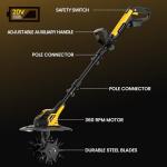 Cordless Tiller Cultivator Compatible with DEWALT 20V MAX Battery(Tool Only), 360RPM Electric Rototiller, 9In Tilling Width and 6.6In Depth, Portable Garden Tiller for Weeding, Gardening