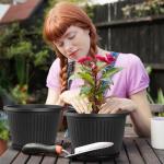 Fodetyff 14-inch-Plastic-Plant-Pots-with-Saucer, Flower Pots Containers for Indoor Outdoor Plants, Large Resin Planter with Drainage Holes and Saucers for Snake Plant Monstera