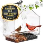 Transparent Acrylic Window Bird Feeder with Strong Suction