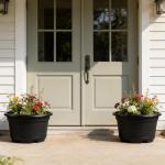 KPUVX 5 Pack 10.5 inch Plant Pots,Planter-Pots-for-Plants，Plastic Flower Pot for Indoor Outdoor Plants with Drainage Holes & Trays, Decorative Garden Containers Sets for Houseplants