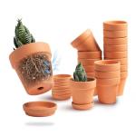 HERDUK 3 inch Terracotta Clay Pots Pack of 18, Small Plant Pots with Drainage Holes and Saucers, Mini Nursery Plant Pots for Succulents, Cactus, Indoor,Outdoor,Halloween Decor
