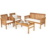 4-Piece Acacia Wood Patio Sofa Set