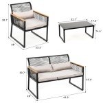 4-Piece Wicker Outdoor Bistro Furniture Set