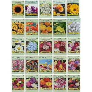 25 Assorted Flower Seed Packets - 10+ Varieties