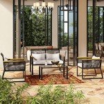 4-Piece Wicker Outdoor Bistro Furniture Set