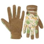 HANDLANDY Gardening Gloves for Women, Breathable Ladies Leather Garden Yard Gloves Best Gift for Gardeners (Khaki-printing, Medium (Pack of 1))