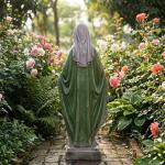 JXNCJXZG Virgin Mary Statue, 31.1'' H Outdoor Statue Garden Decor Mother Mary Statue for Patio Yard Home Hallway Entryway Magnesium Oxide Stone Large Outdoor/Indoor Decor Sculptures Gray Green