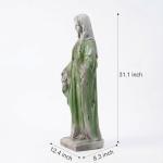 JXNCJXZG Virgin Mary Statue, 31.1'' H Outdoor Statue Garden Decor Mother Mary Statue for Patio Yard Home Hallway Entryway Magnesium Oxide Stone Large Outdoor/Indoor Decor Sculptures Gray Green