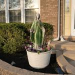 JXNCJXZG Virgin Mary Statue, 31.1'' H Outdoor Statue Garden Decor Mother Mary Statue for Patio Yard Home Hallway Entryway Magnesium Oxide Stone Large Outdoor/Indoor Decor Sculptures Gray Green