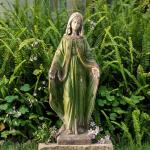JXNCJXZG Virgin Mary Statue, 31.1'' H Outdoor Statue Garden Decor Mother Mary Statue for Patio Yard Home Hallway Entryway Magnesium Oxide Stone Large Outdoor/Indoor Decor Sculptures Gray Green