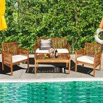4-Piece Acacia Wood Patio Sofa Set