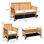 4-Piece Acacia Wood Patio Sofa Set