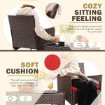 Homall 4-Piece Red Rattan Patio Furniture Set