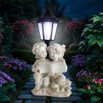 YEPOTUE Garden Boy&Girl Decor Outdoor, Outdoor Statues with Solar Powered Lantern for Outside Patio Yard Backyard Gifts for Mother's Day Birthday Housewarming