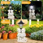 YEPOTUE Garden Boy&Girl Decor Outdoor, Outdoor Statues with Solar Powered Lantern for Outside Patio Yard Backyard Gifts for Mother's Day Birthday Housewarming