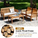4-Piece Acacia Wood Patio Sofa Set