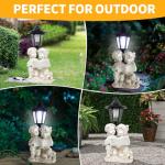 YEPOTUE Garden Boy&Girl Decor Outdoor, Outdoor Statues with Solar Powered Lantern for Outside Patio Yard Backyard Gifts for Mother's Day Birthday Housewarming