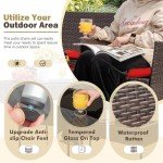 Homall 4-Piece Red Rattan Patio Furniture Set