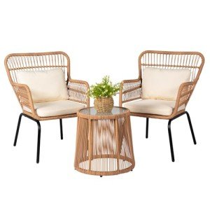 3-Piece Wicker Bistro Set for Outdoor Relaxation