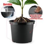 RooTrimmer 3 Gallon Plastic Nursery Pots, 10 Inch Round Plant Pots with Drainage Holes, 10 Pack Planting Pot for Outdoor Indoor Plants, Gardening Gifts for Women, Black