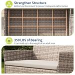 GAOMON 4-Piece Patio Furniture Set, Modern PE Rattan Conversation Set with 2 Chairs, Loveseat & Tempered Glass Coffee Table, All-Weather Outdoor Seating for Garden, Porch, Balcony, Poolside