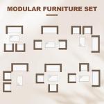 GAOMON 4-Piece Patio Furniture Set, Modern PE Rattan Conversation Set with 2 Chairs, Loveseat & Tempered Glass Coffee Table, All-Weather Outdoor Seating for Garden, Porch, Balcony, Poolside